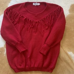 Crazy Train Res Knit Fringe Sweater western boho half sleeve